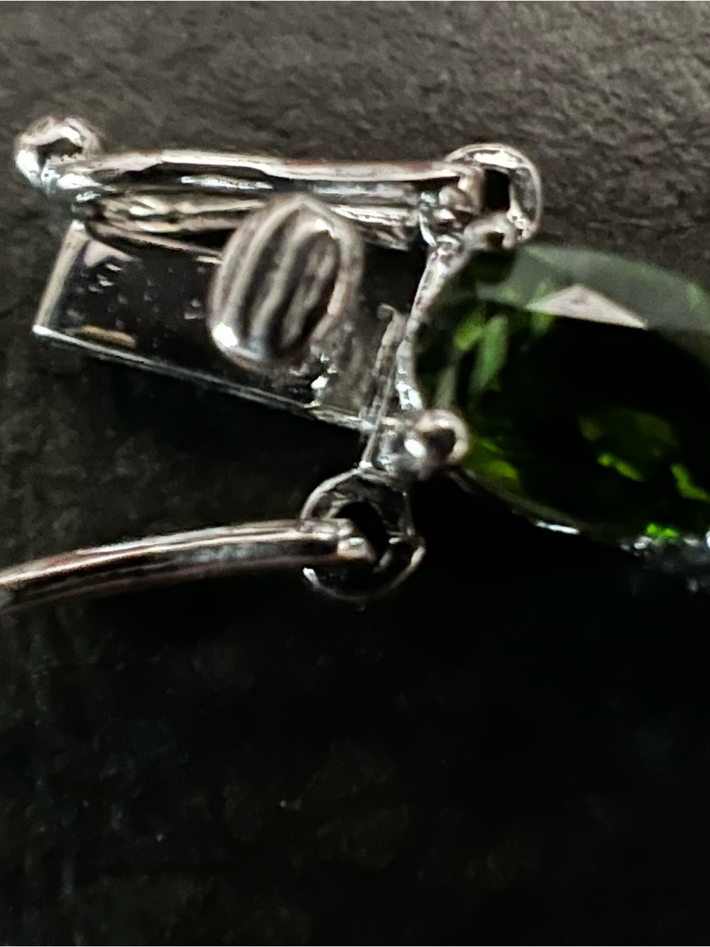 Green Stone Tennis Bracelet - Women Jewelry lab created emeralds tiny diamonds - Picture 5 of 11